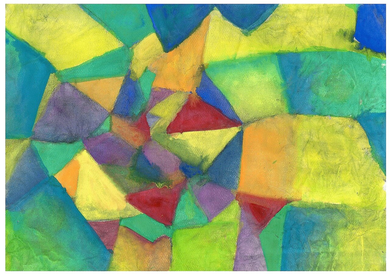 Modern painting with geometric shapes